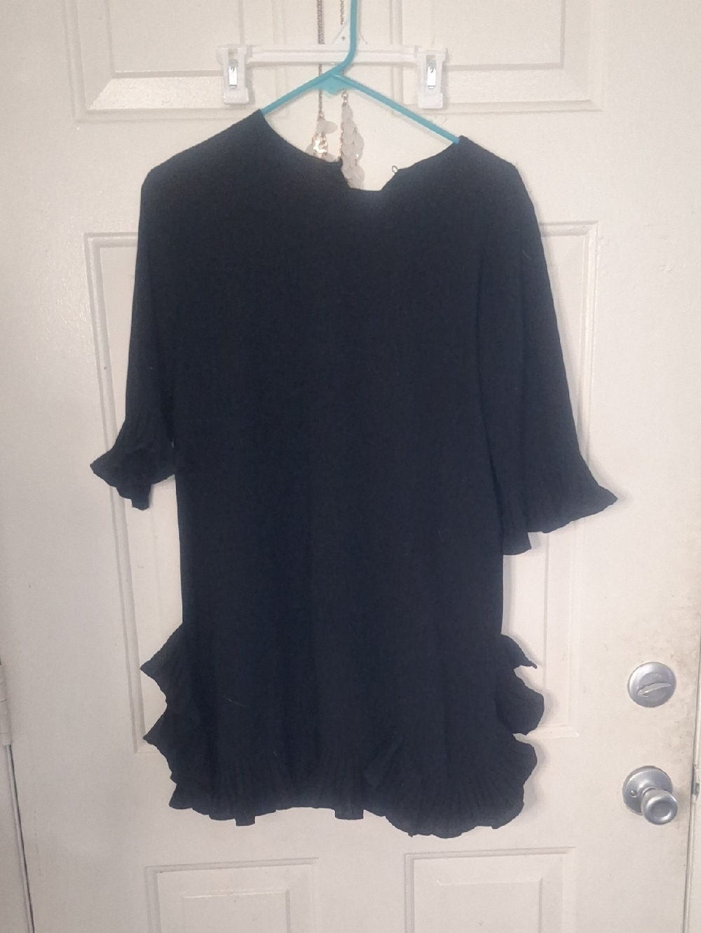 Women’s Black Ruffle Hem Blouse